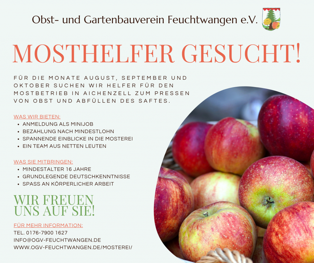 Minijob Mosterei Mosthelfer Apfelsaft
